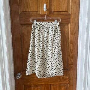 Halston Heritage Cream and Black Midi A-Line Skirt